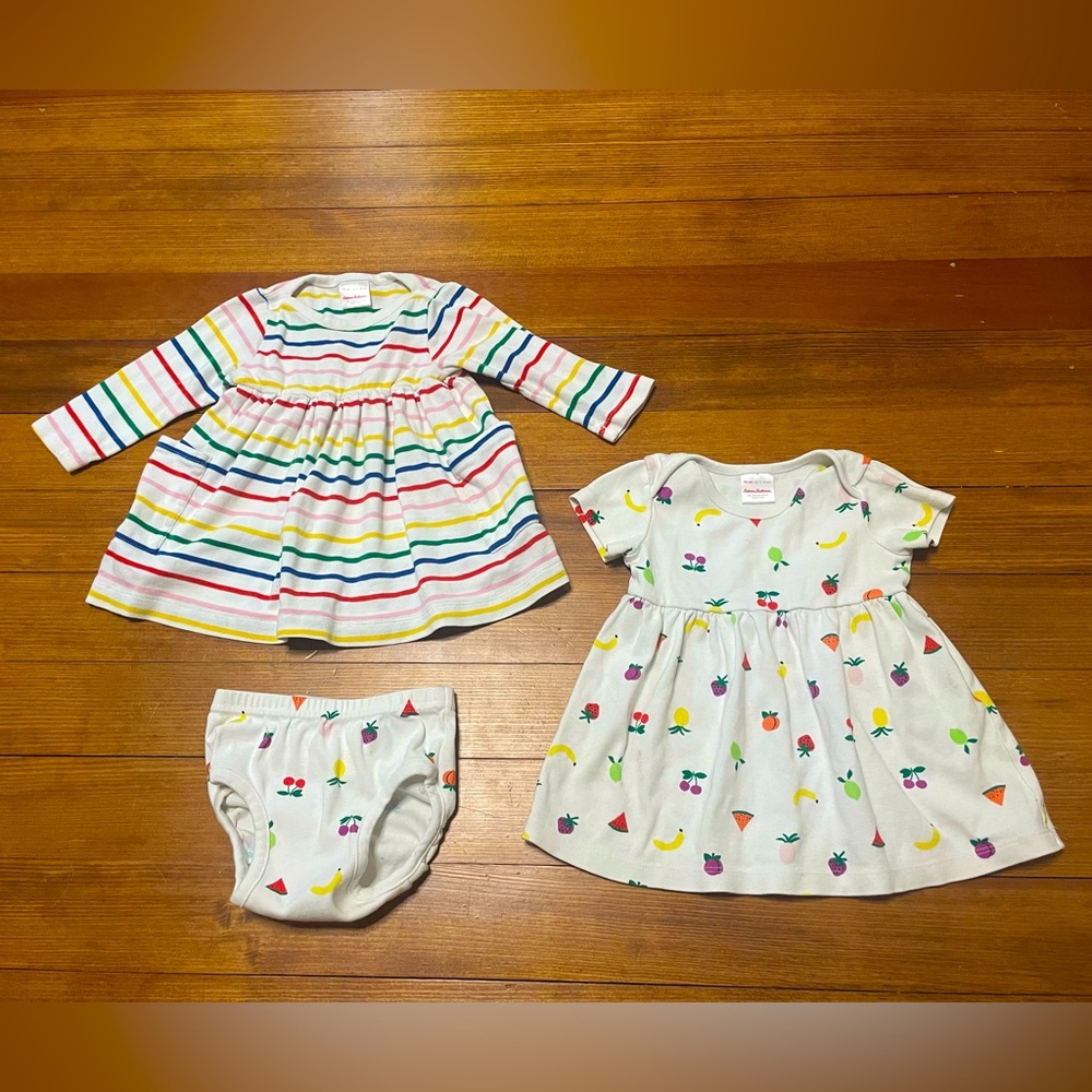 Hanna Andersson Rainbow Stripe & Fruit Pattern Organic Cotton Play Twirl Dresses